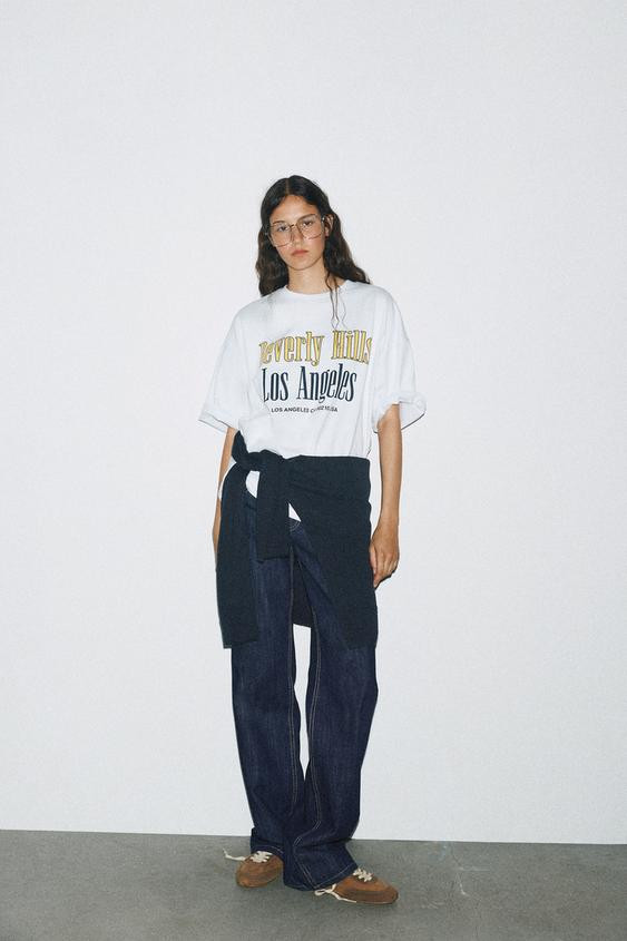 T-SHIRT WITH SLOGAN | Zara UK