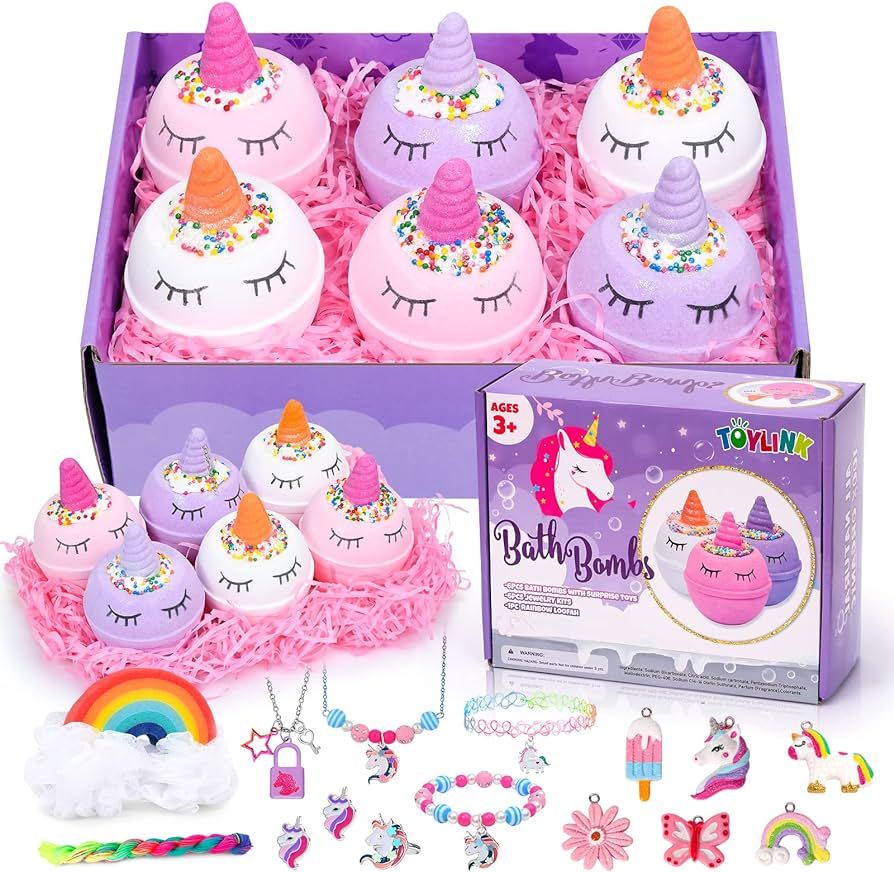 Unicorn Bath Bombs for Kids with Surprise Inside Girls Unicorns Birthday Gifts Toys for 3 4 5 6 7... | Amazon (US)