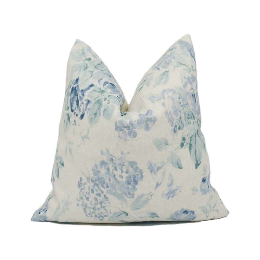 Lee Jofa Hollyhock Aqua / Blue Rare Elegant Floral Cushion Cover Handmade Throw Pillow Designer H... | Etsy (US)
