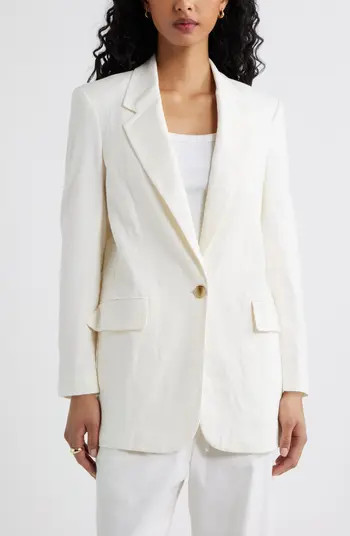 Open Edit Everyday Linen Blend Blazer | Nordstrom | Nordstrom