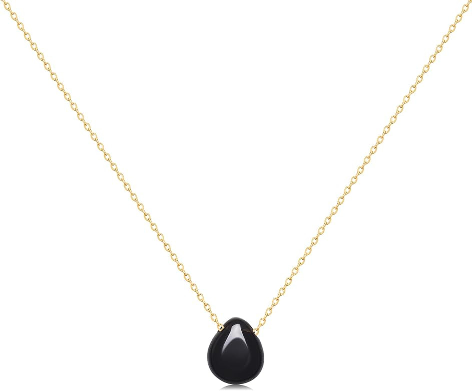 Joxevyia Gemstone Teardrop Necklace for Women Dainty Raw Stone Healing Crystals Teardrop Necklace... | Amazon (US)
