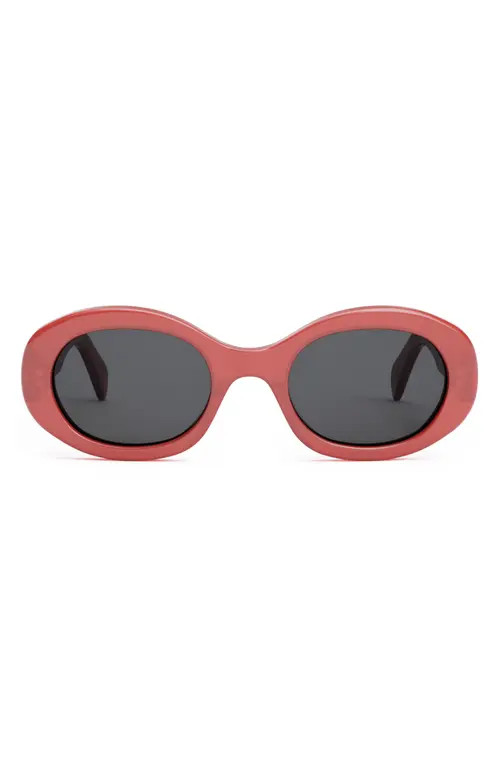 CELINE Triomphe 52mm Oval Sunglasses in Shiny Red /Smoke at Nordstrom | Nordstrom