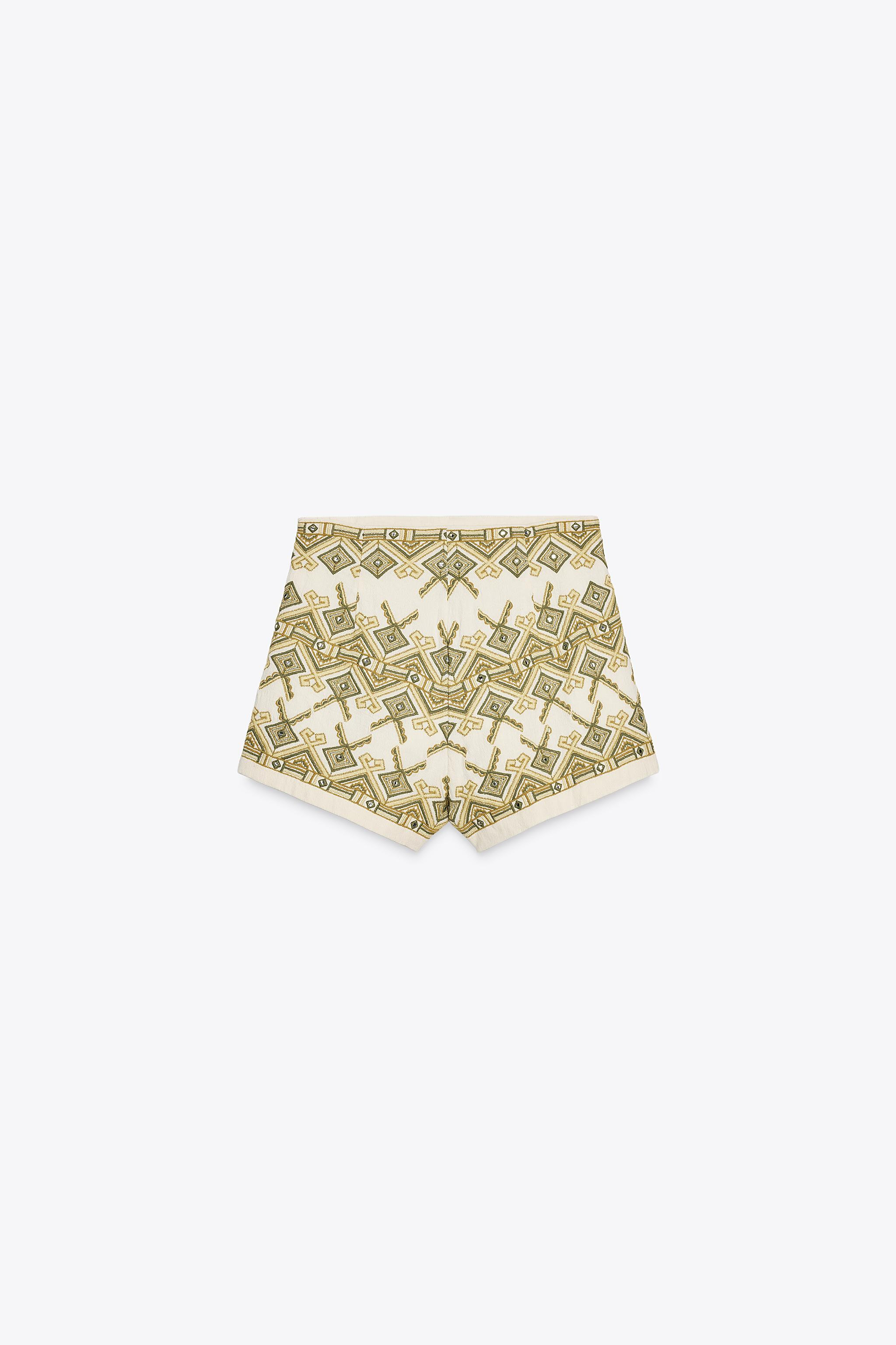 EMBROIDERED MIRROR SHORTS | Zara US