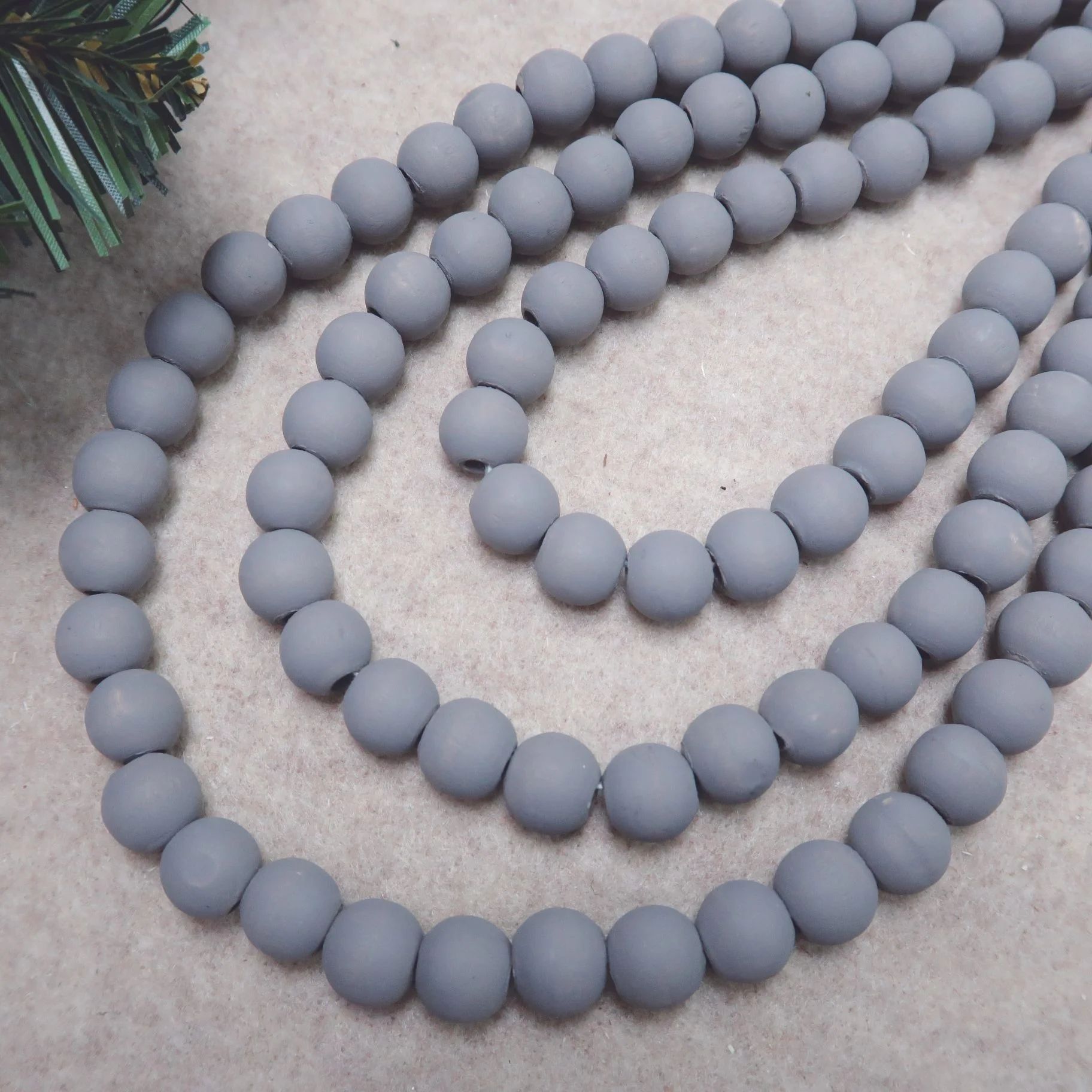 Holiday Time S/2 12ft 14 Grey Wood Beads Garland | Walmart (US)