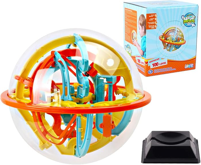 Maze Ball, 3D Interactive Maze Sphere Game (18cm,7.1’’) with 100 Obstacles Labyrinth Puzzle B... | Amazon (US)