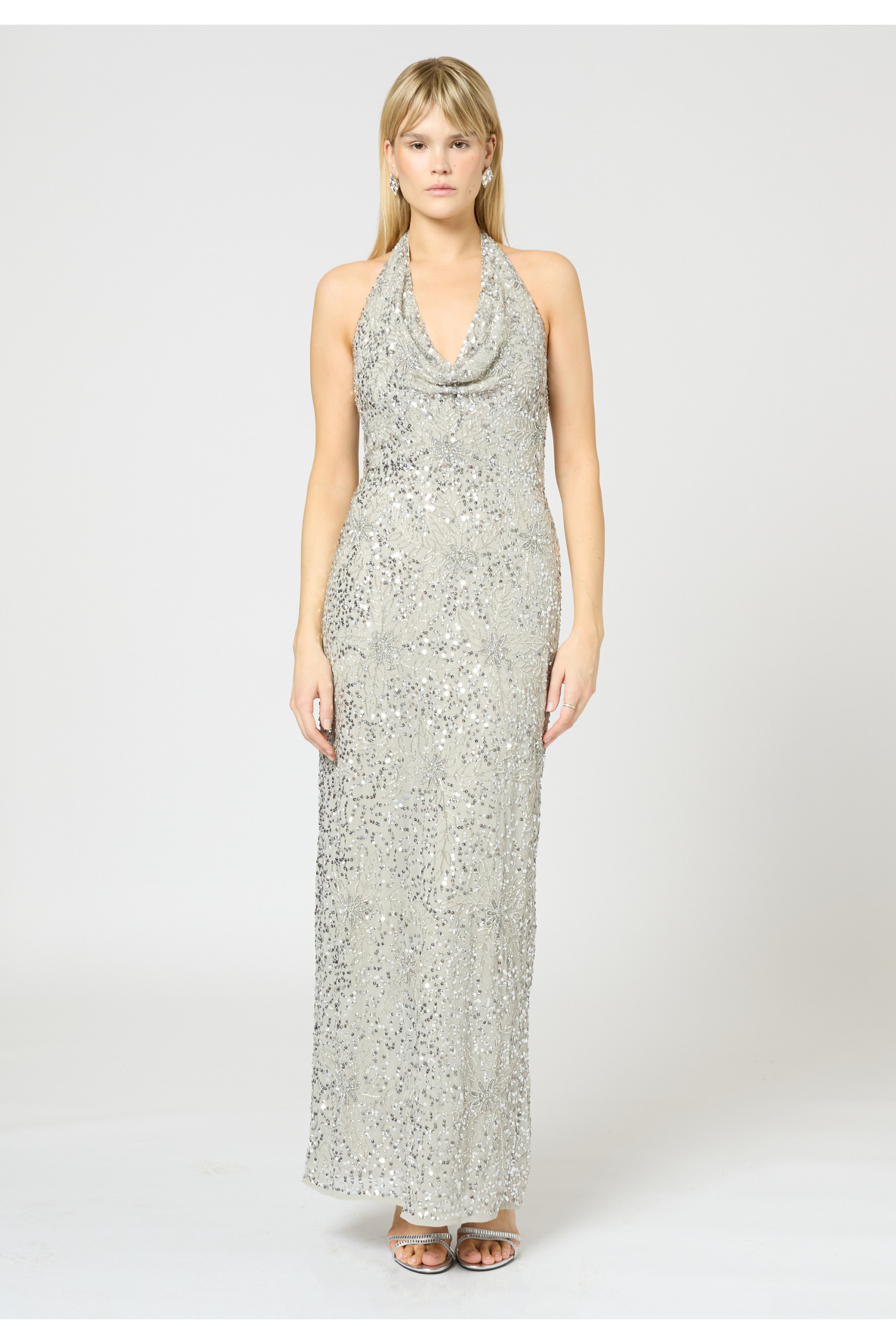 BEAUUT Embellished Sequin Beaded Maxi Dress With V Cowl Neck (Women) | Nordstrom | Nordstrom