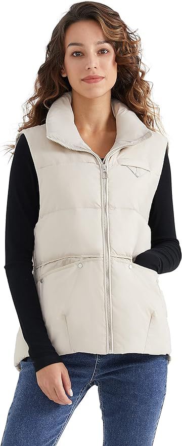ELEZAY Women's Puffer Vest with Stand-Collar One Size Winter Down Quilted Vests Sleeveless Casual... | Amazon (US)