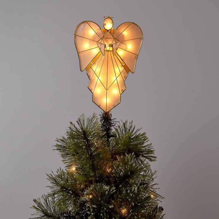 13.75" Lit Wire Faux Capiz Angel Tree Topper - Wondershop™ | Target