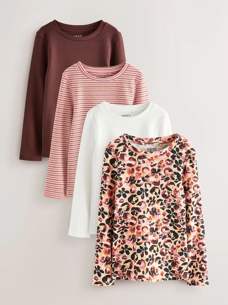 Animal Long Sleeve Ribbed T-Shirts 4 Pack (3-16yrs) | Next US