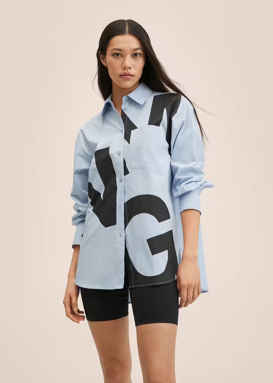 100% cotton shirt with logo | MANGO (US)