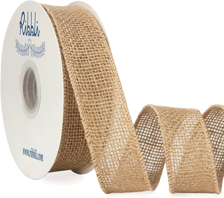 Ribbli Jute Burlap Wired Ribbon,1-1/2 Inch x 10 Yard,Natural Solid Wired Ribbon for Crafts,Gift W... | Amazon (US)