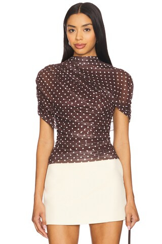 x REVOLVE Evianna Top in Chocolate Brown Polka Dot | Revolve Clothing (Global)