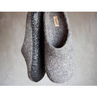 Felted Grey Slippers Organic Sheep Wool Clogs Gray Home Shoes Natural House Women Men Unisex - Handm | Etsy (US)