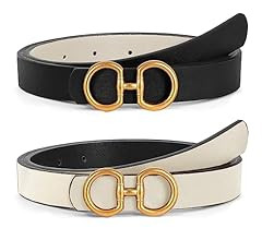 Women Reversible Leather Belt for Jeans Pants Fashion Ladies Belt with Gold Buckle | Amazon (US)