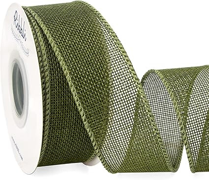 Ribbli Dark Moss Burlap Wired Ribbon,1-1/2 Inch x 10 Yard, Wired Edge Ribbon for Big Bow,Wreath,T... | Amazon (US)