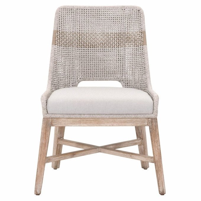 Click for more info about Maklaine Rope Dining Side Chair in Taupe and White (Set of 2)