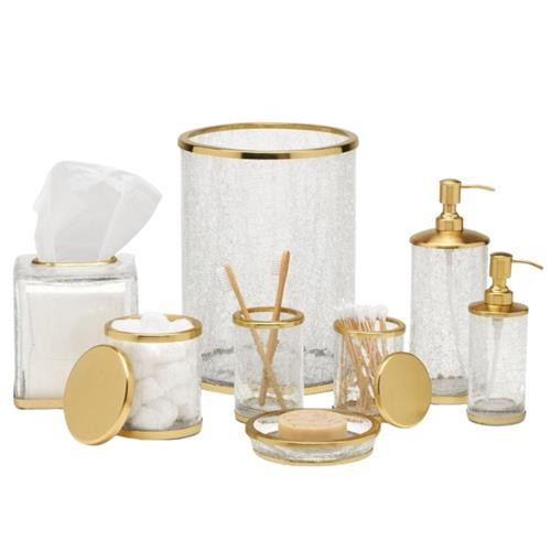 Pigeon and Poodle Pomaria Hollywood Gold Accent Clear Glass Bath Collection | Kathy Kuo Home