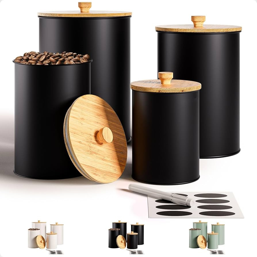 Kitchen Canisters for Countertop Set of 4 with Customizable Chalkboard Labels & Marker Pen - Big ... | Amazon (US)