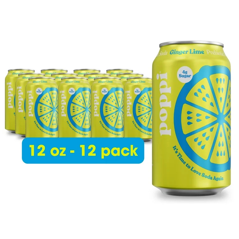 Poppi Prebiotic Soda, Ginger Lime, 12 Pack, 12 oz | Walmart (US)
