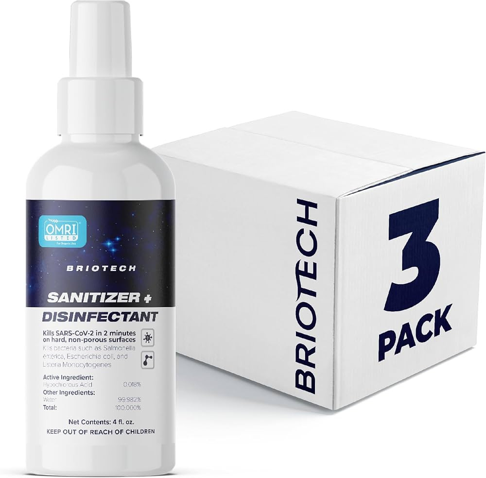 BRIOTECH Sanitizer Disinfectant Hypochlorous Spray, Kills 99.99% of Viruses & Bacteria, Eliminate... | Amazon (US)