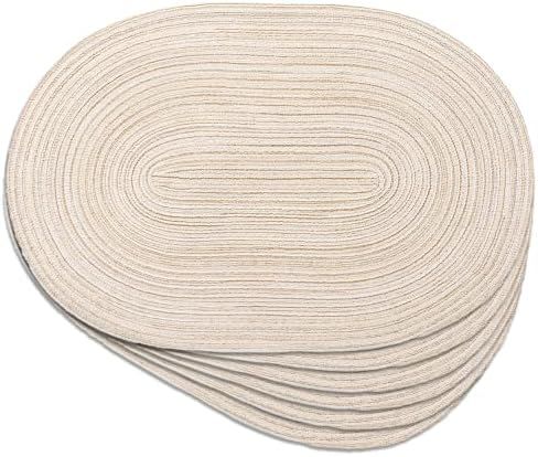 Oval Braided Placemats 12x18 Inch Table Mats for Dining Tables Natural Woven Heat Resistant Place ma | Amazon (US)