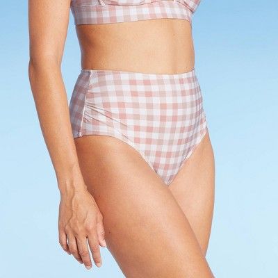 Women&#39;s High Leg High Waist Medium Coverage Bikini Bottom - Kona Sol&#8482; Blush L | Target