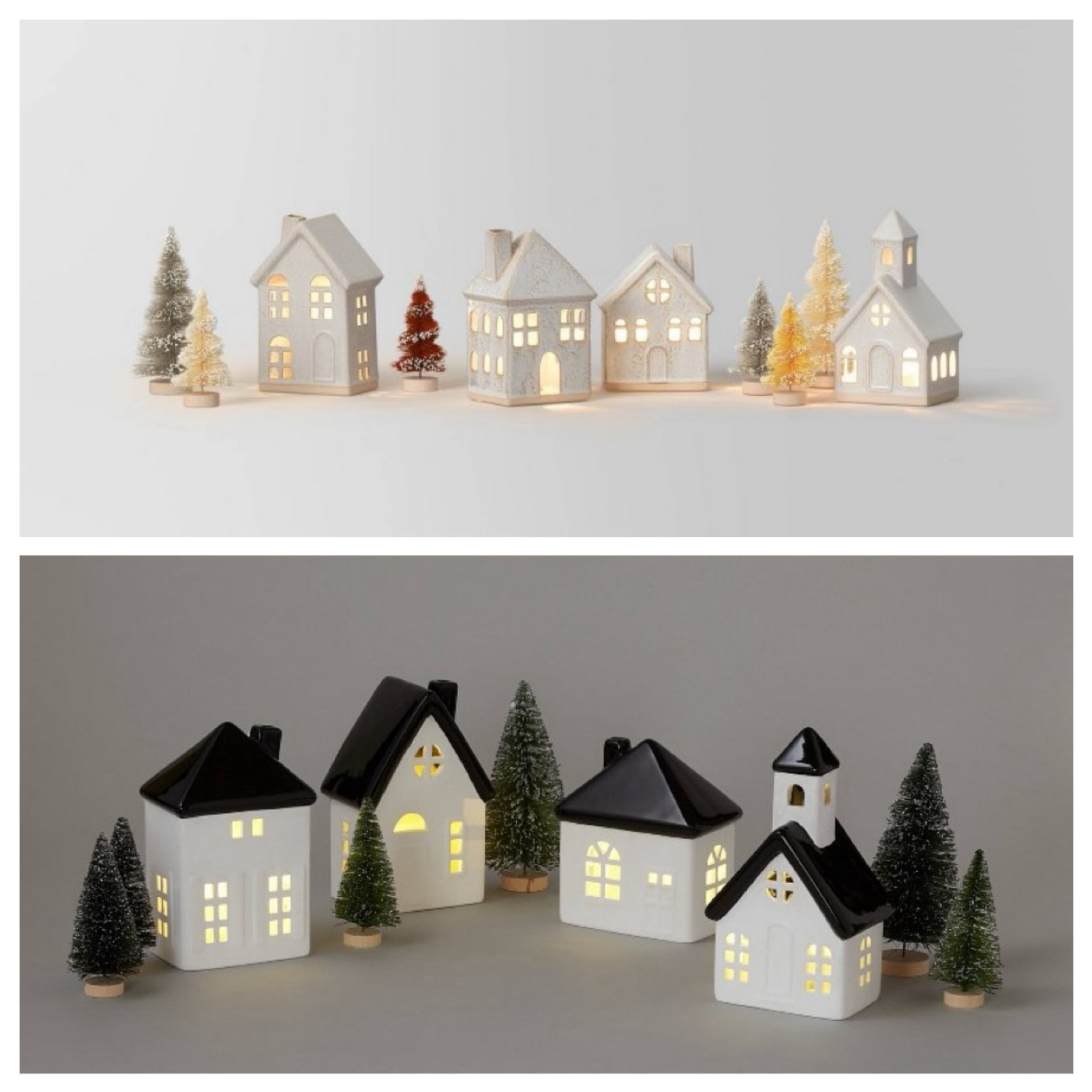 10pieces ceramic led operated Christmas village . White and black Christmas decor & white and beige Christmas decor 

#LTKStyleTip #LTKSeasonal #LTKHome