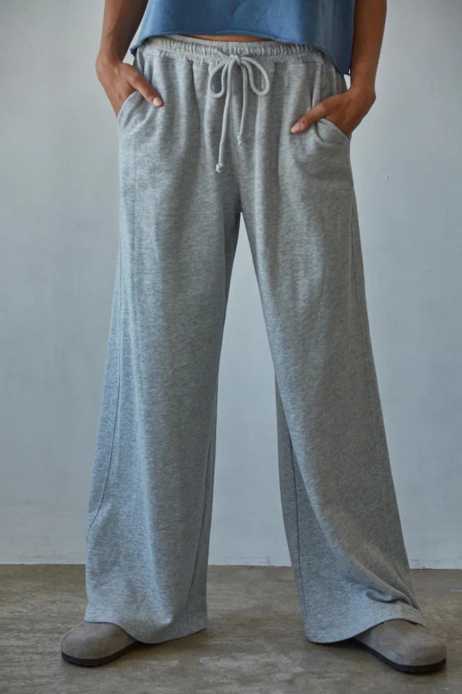 Onset Wide Leg Pants / Heather Grey | Ama La Vita