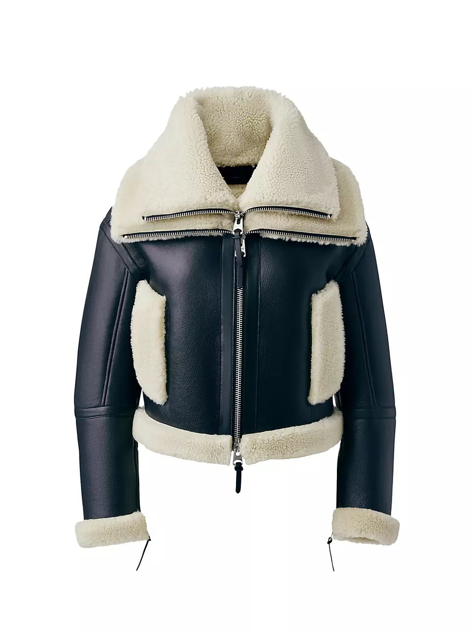 Penelopa Shearling-Trimmed Oversized Leather Jacket | Saks Fifth Avenue