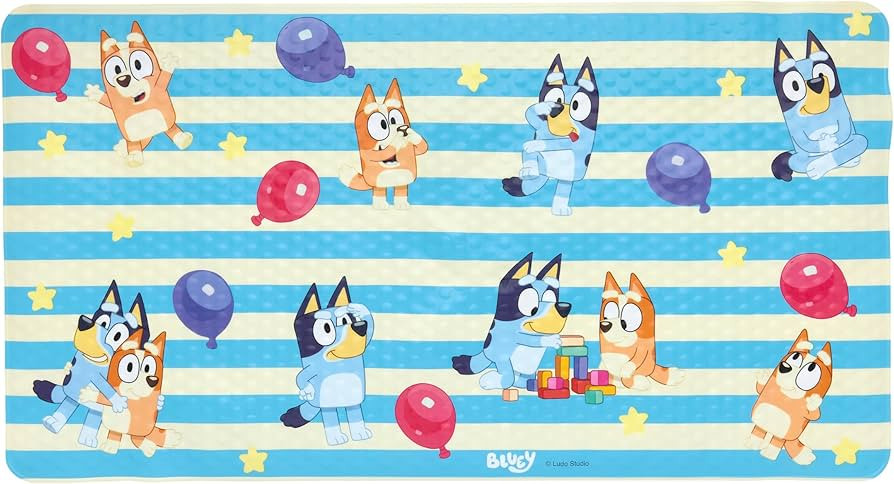 Bluey Bath Mat for Kids, Toddlers and Babies, 15.5 by 22 Inch, Non Slip, Bathtub Mat with Suction... | Amazon (US)