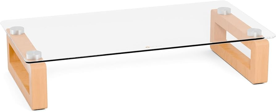 YEOUX Multi-Purpose Desktop Stand, Clear Floating Computer Monitor Riser with Natural Wood Base, ... | Amazon (US)
