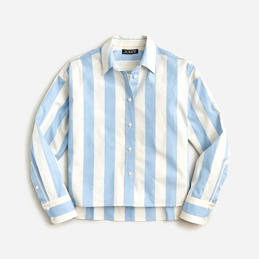 Relaxed-fit cropped shirt in Barlow stripe | J. Crew US