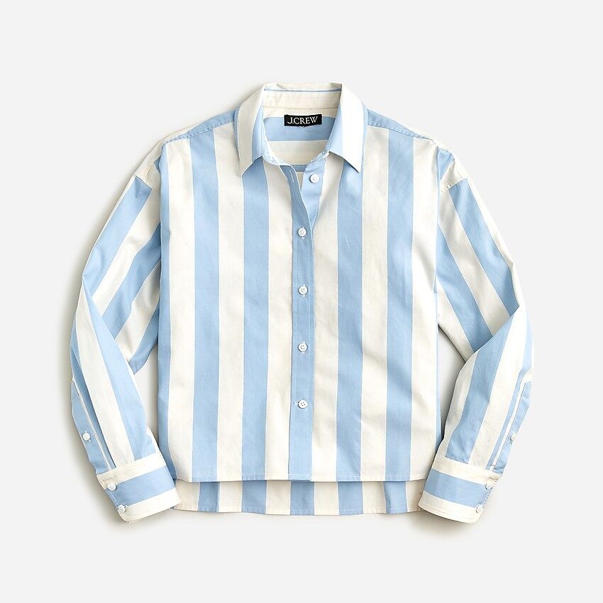 Relaxed-fit cropped shirt in Barlow stripe | J.Crew US