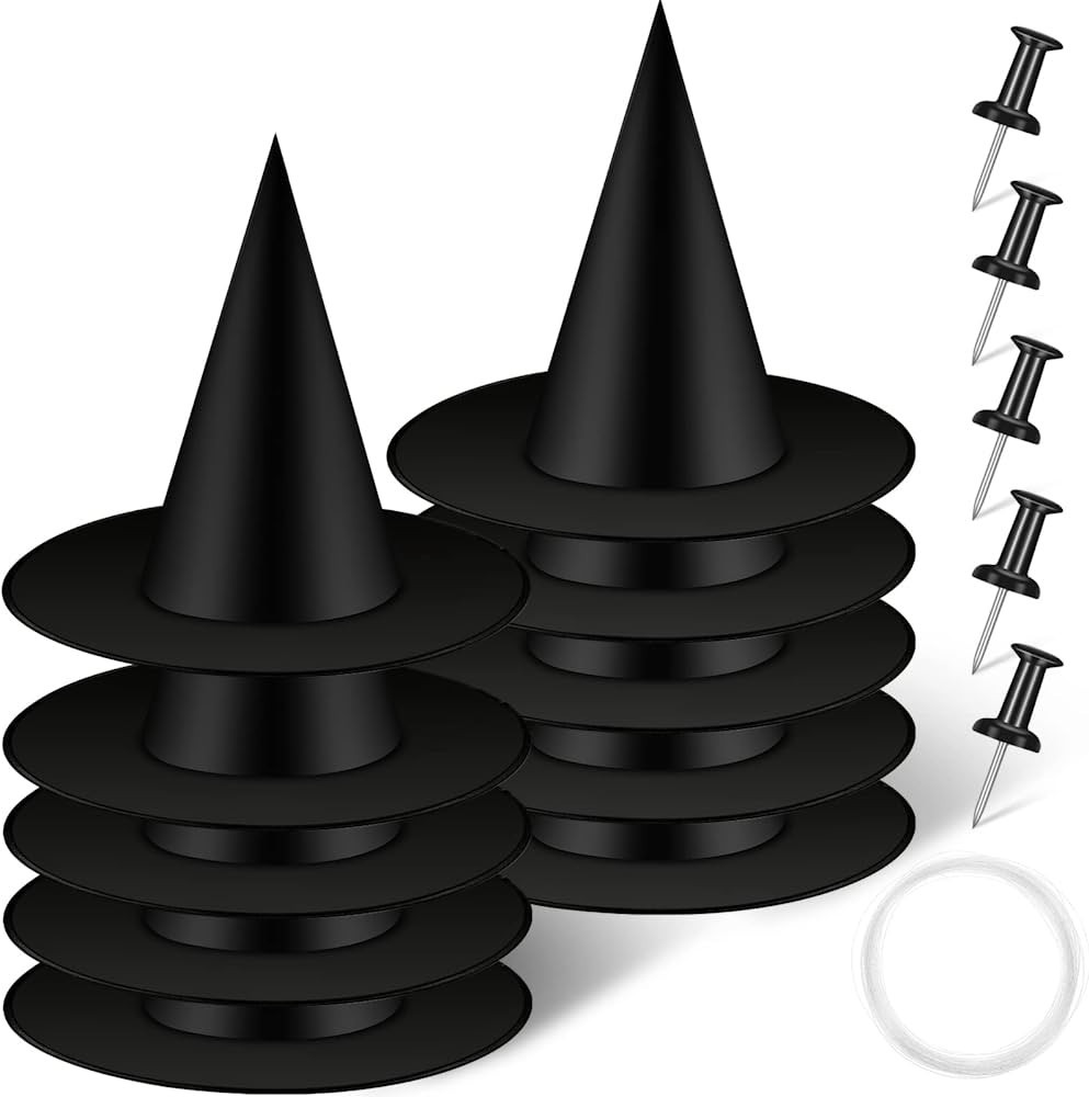 10 Pieces Halloween Witch Hats Witch Costume Accessory Halloween Hanging Decor with 5 Double Head... | Amazon (US)