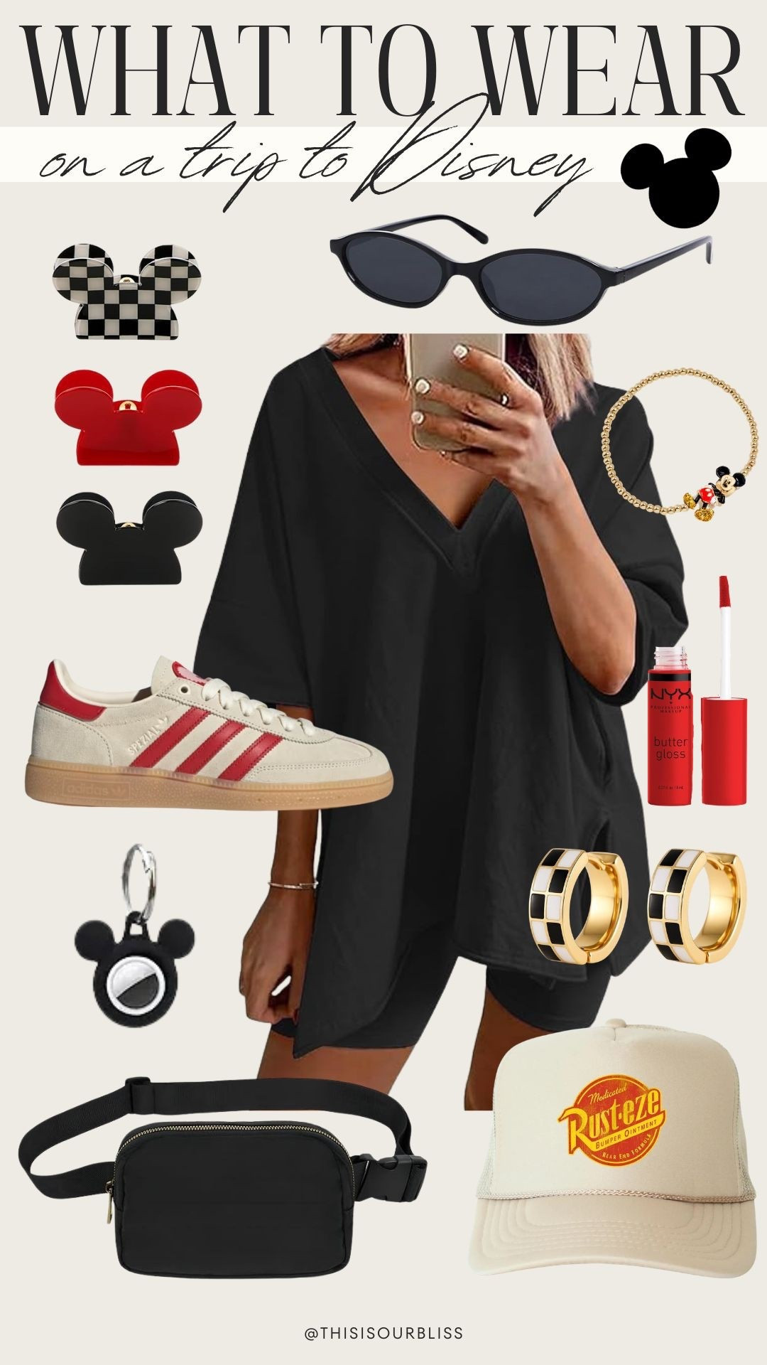 What to wear to Disney as a mom? 🖤✨ This comfy black matching set is the ultimate Disney outfit when you want to look put together but still stay comfortable all day long. I styled it with red sneakers, skinny black sunglasses, gold jewelry, and the cutest Mickey accessories. It’s breathable, easy to move in, and perfect for walking around the parks.
If you’re planning a Disney trip and need cute + comfortable mom outfits for walking all day, this is it. 👏🏼 Linking everything here for your next family vacation!

#LTKdayinmylife #LTKKids #LTKTravel