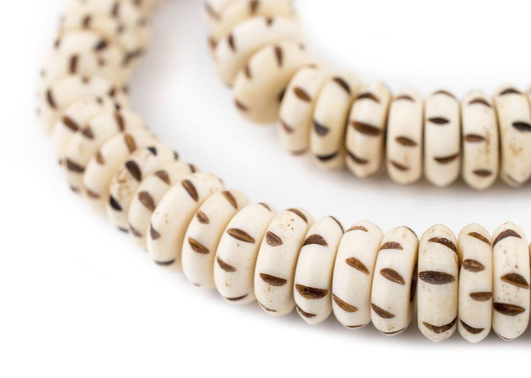 108 Mountain Beige Carved Disk Bone Mala Beads 13mm: Yoga Meditation Mala Necklace Genuine Bone B... | Etsy (US)