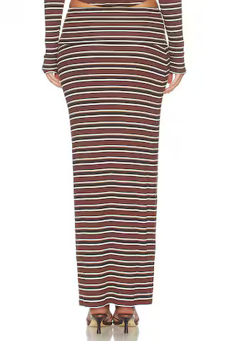 Esin Cozy Rib Skirt in Chocolate Stripe | Revolve Clothing (Global)