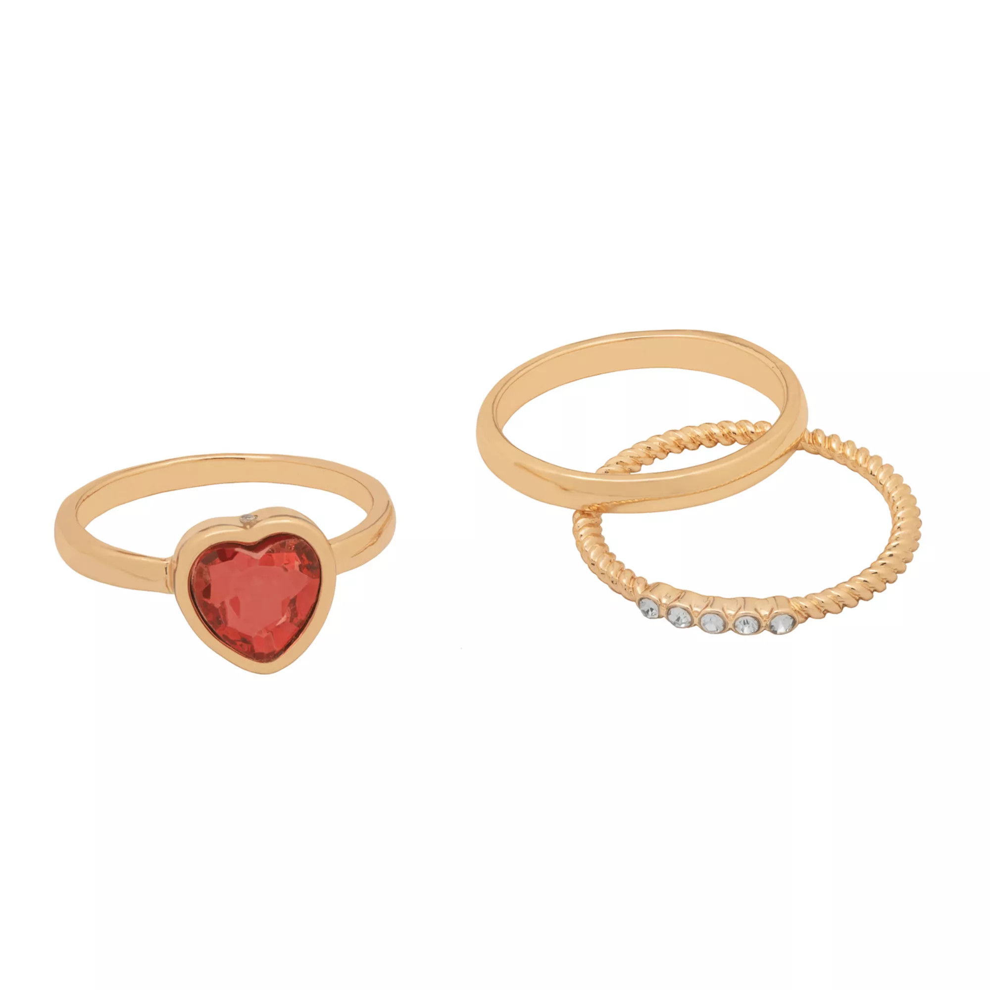 LC Lauren Conrad Heart Stackable Ring Set | Kohl's