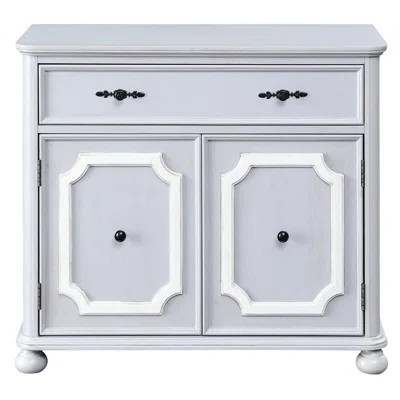 2-door Grey Accent Cabinet With 1 Drawer - Vintage Bun Feet Ample Storage Place Silent Metal Glides Home Beauty 2 Doors Charisma Spacious Facility Smo | Wayfair North America