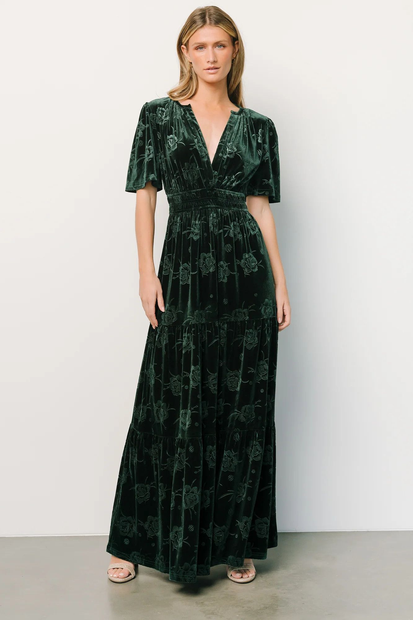 Magliato Embossed Velvet Maxi Dress | Green | Baltic Born