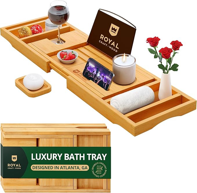 ROYAL CRAFT WOOD Premium Foldable Bathtub Tray - Expandable Bath Tray for Tub - Unique House Warm... | Amazon (US)