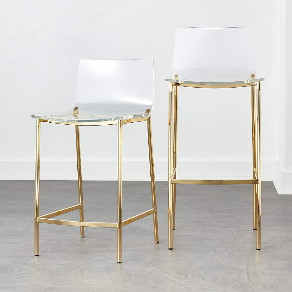 Chiaro Clear Counter Stool Gold | CB2