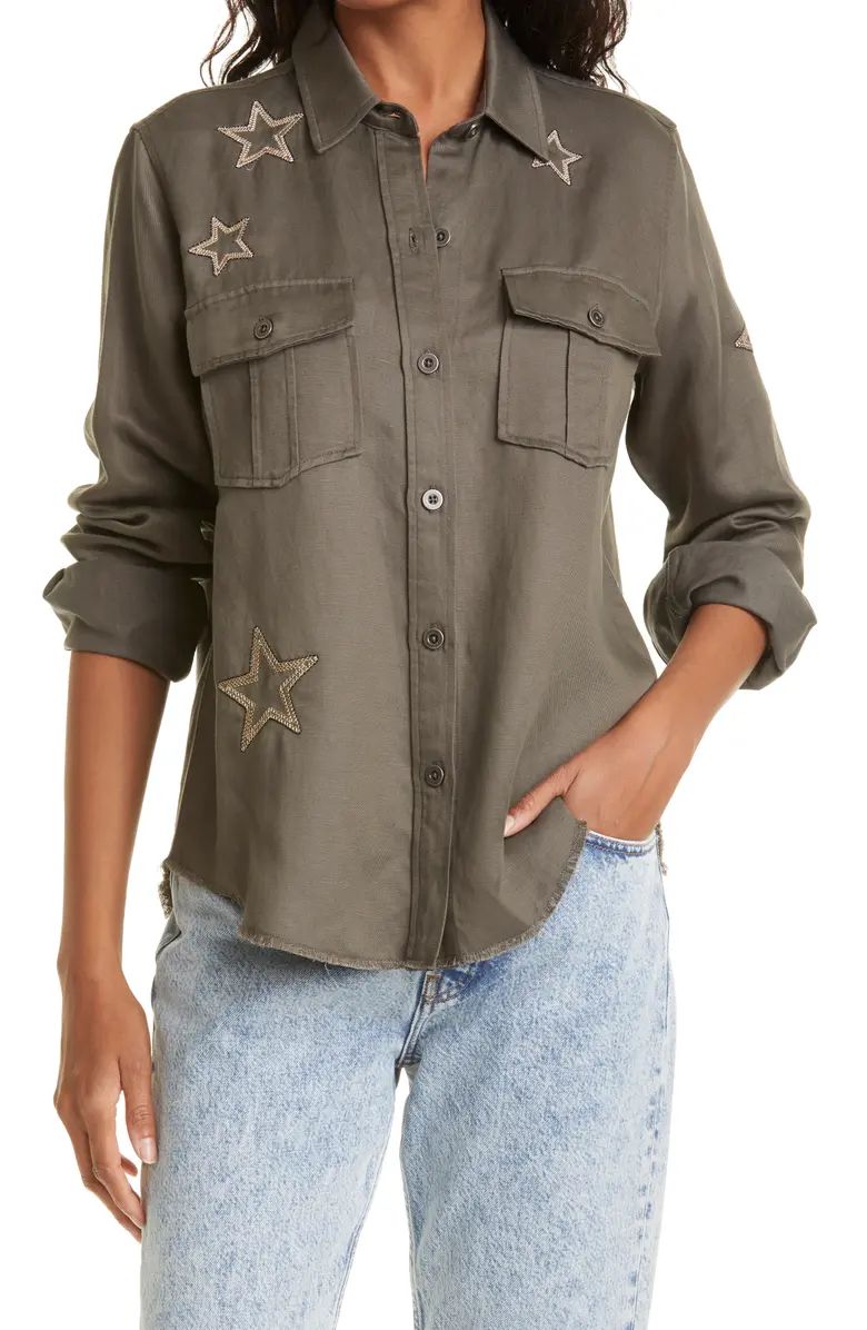 Loren Star Embroidered Military Twill Shirt Jacket | Nordstrom