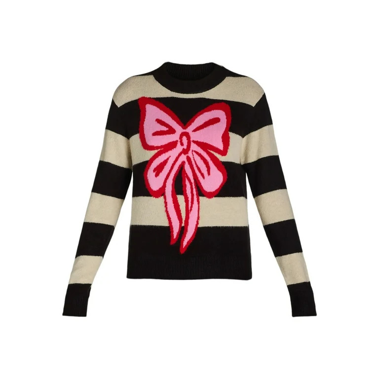 99 Jane Street Women’s and Women's Plus Striped Sweater with Bow Design, Sizes XS-4X | Walmart (US)
