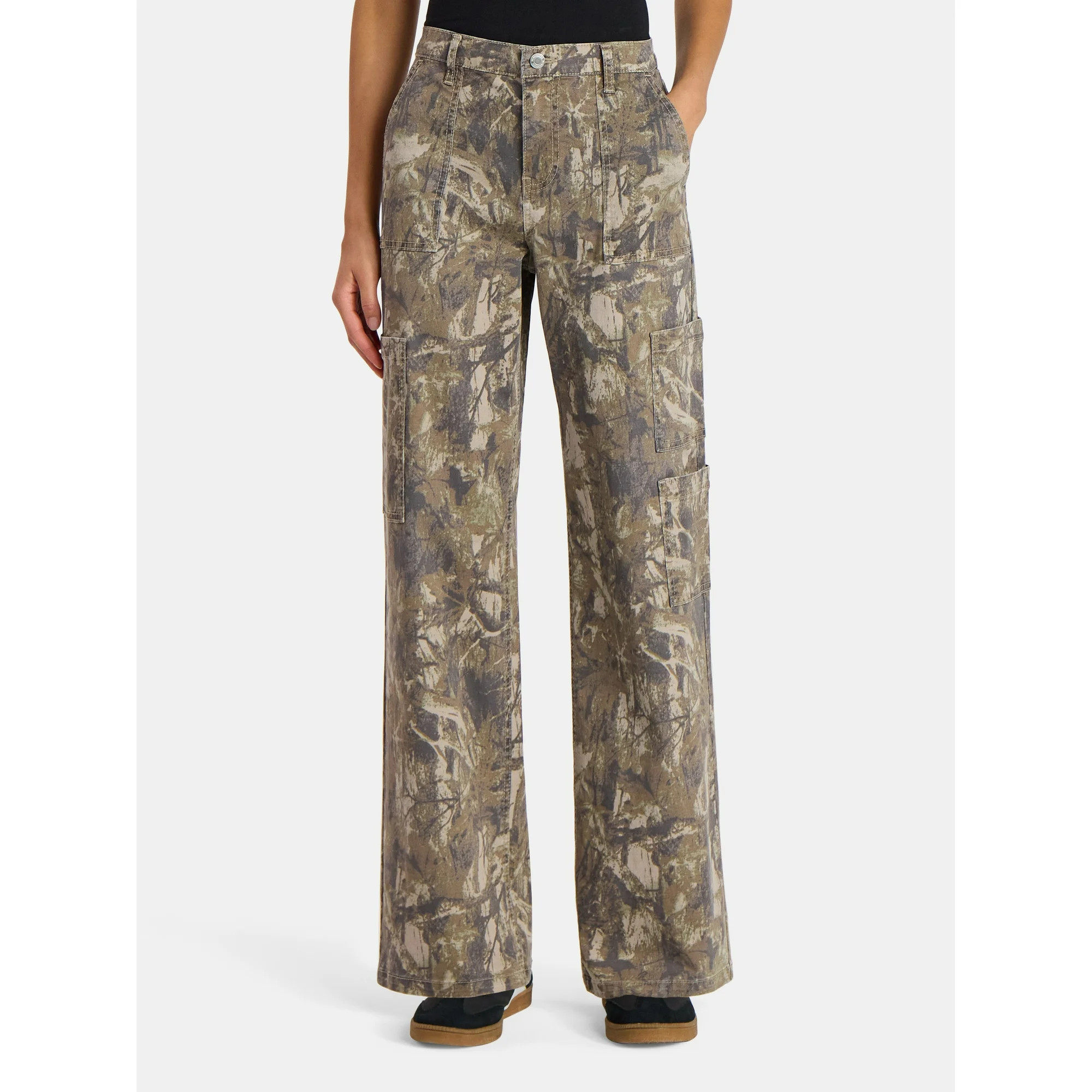 No Boundaries Wide Leg Cargo Pants, 31.5'' Inseam, Women's - Walmart.com | Walmart (US)