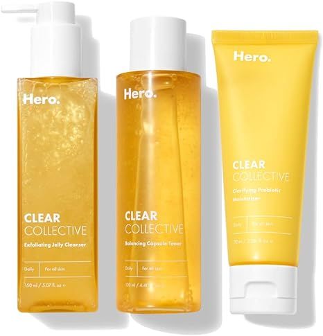 Clear Collective Trio Bundle from Hero Cosmetics - Exfoliating Jelly Cleanser, Clarifying Prebiot... | Amazon (US)