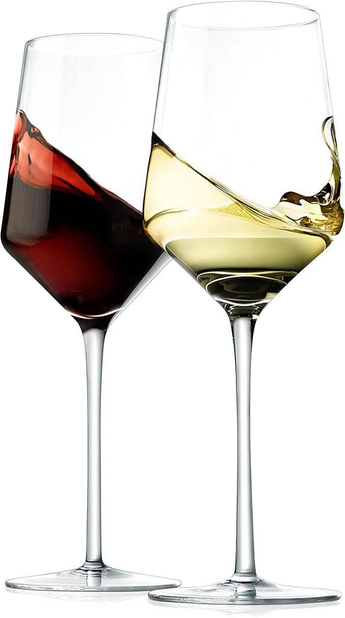NutriChef Crystal Wine Glasses - 2 Elegant Tall Red and White Wine Clear Stemmed Glass Drinkware,... | Amazon (US)