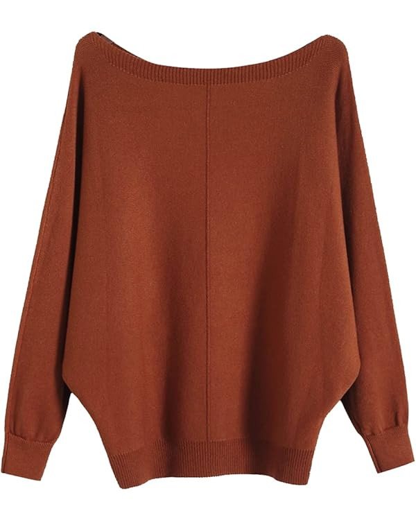 Ckikiou Womens Lightweight Oversized Boat Neck Sweaters Tops Dolman Batwing Sleeve Ribbed Knitted... | Amazon (US)