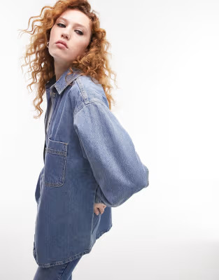 Topshop shacket in mid blue | ASOS | ASOS (Global)