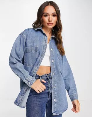 Topshop shacket in mid blue | ASOS (Global)